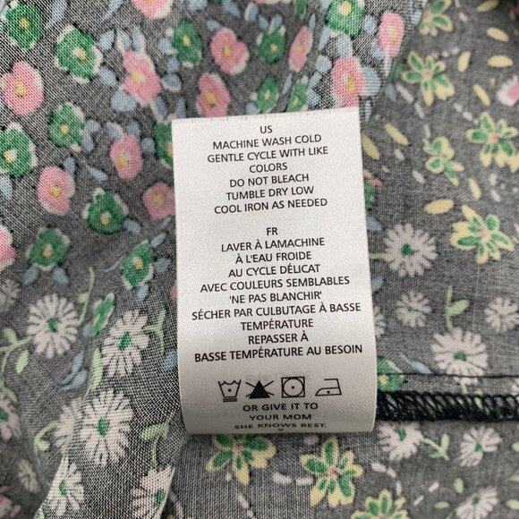 Cooper Ella Size Medium Blouse Button Tie Front High Low Black Colorful Floral - Picture 5 of 5